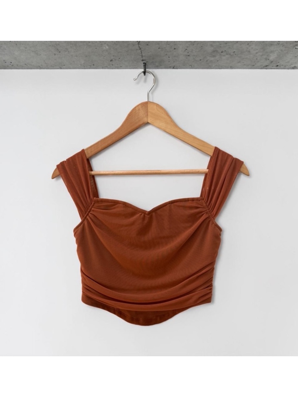 Women’s SHEIN Square Neck Cropped  Top - Rust Brown! Small! - Picture 2 of 8